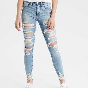 AMERICAN EAGLE HIGH RISE DISTRESSED JEGGINGS